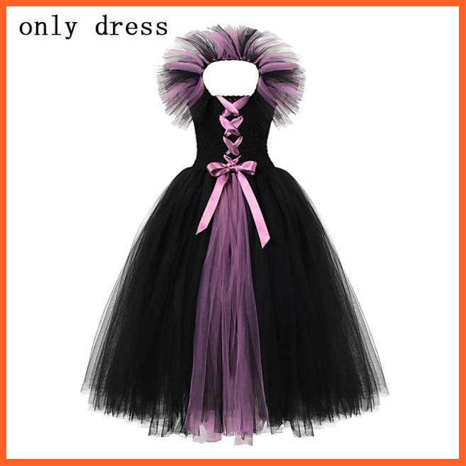Maleficent Costume Dress Witch Princess Horns Mesh Skirts For Girls | Halloween Maleficent Cosplay Outfits | whatagift.com.au.