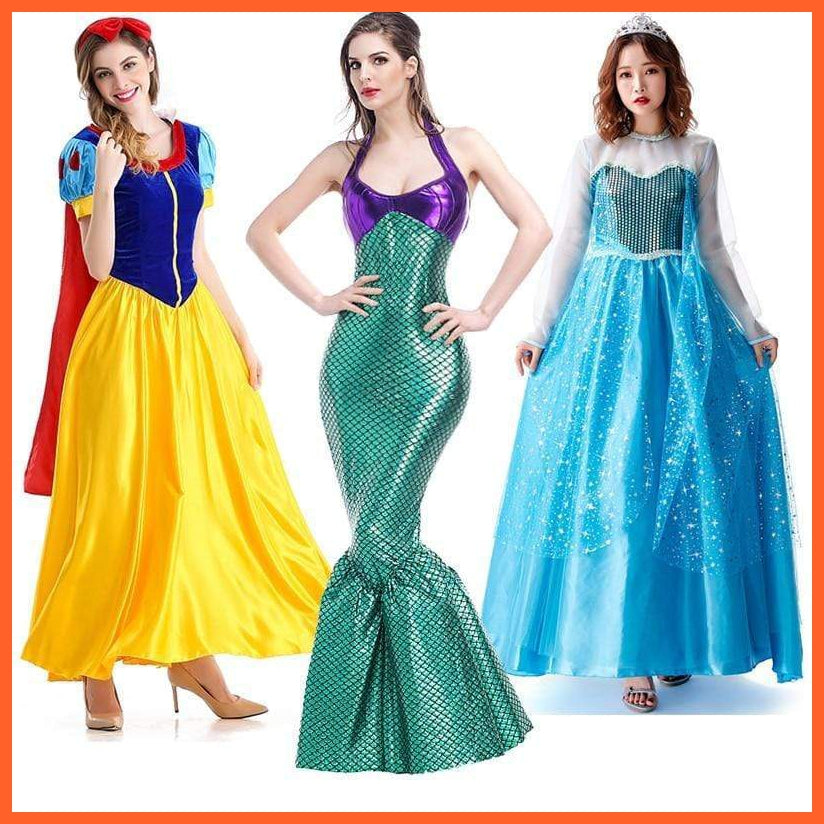 Princess Snow White | Airier | Anna Elsa | Jasmine | Aurora | Cinderella Style Adult Cosplay For Theme Party | whatagift.com.au.