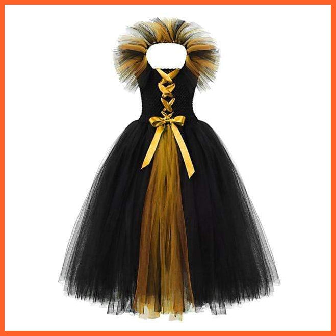 Gothic Evil Witch Princess Mesh Skirts With Horns Maleficent Costume For Girls | Halloween Witch Cosplay Outfits For Girls | whatagift.com.au.