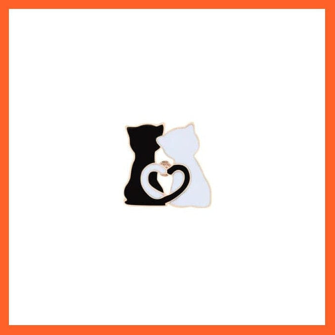 whatagift.com.au Couple cat Cartoon Animal Brooches | Cool Kitten Collar Lapel Pin Bag Metal Badges