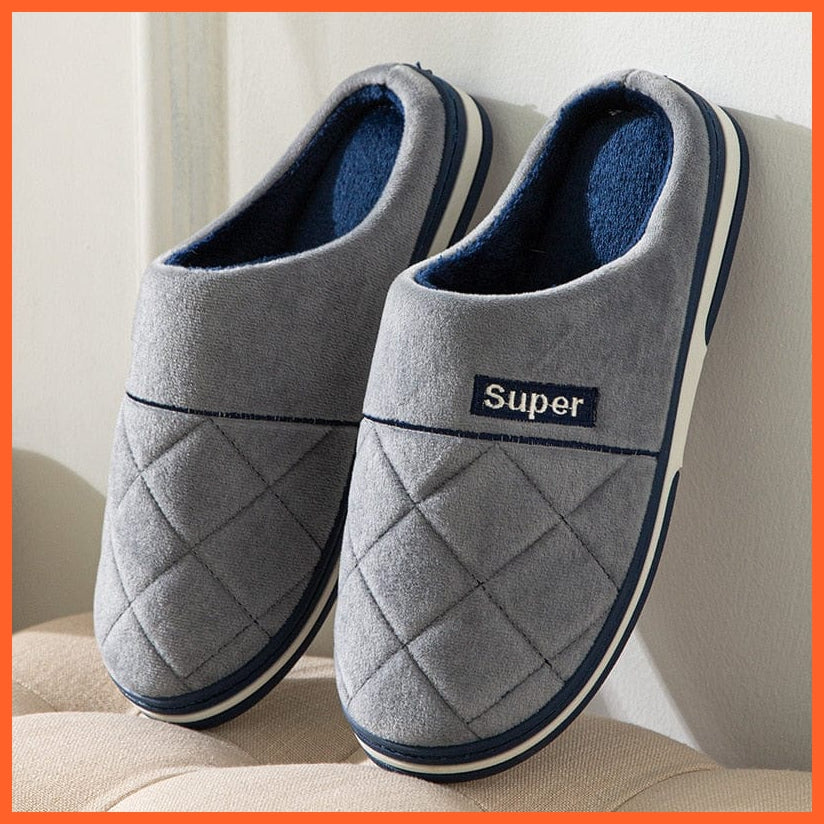 whatagift.com.au Couple's Slippers Grey4 / 40-41 Men Autumn Winter Warm Big Size Waterproof Slippers | Bedroom Indoor Slides