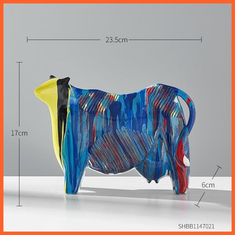 whatagift.com.au Cow-17cm Modern Home Decor Cow Sculpture | Animal Model Resin Statues for Decoration Accessories