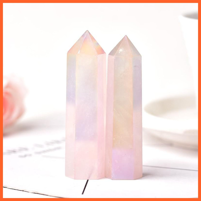 Natural Aura Rose Quartz Crystal | Meditation & Reiki Polished Chakra Tower | whatagift.com.au.