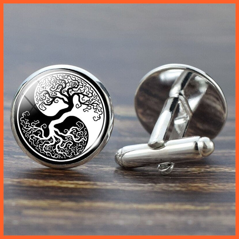 Beautiful Tree Crafted Cufflinks Set For Men | Handcrafted Cufflinks With A Crystal Clear Glass On Top | whatagift.com.au.