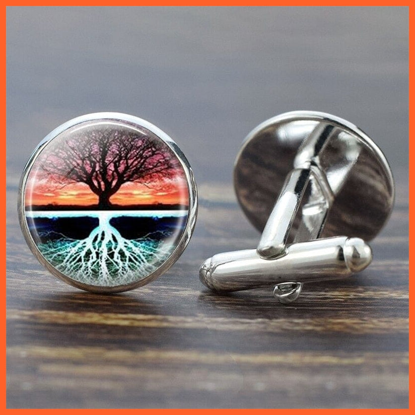 Beautiful Tree Crafted Cufflinks Set For Men | Handcrafted Cufflinks With A Crystal Clear Glass On Top | whatagift.com.au.