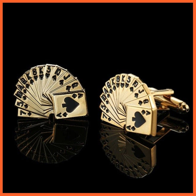 Quality Gold Color Cufflinks | Retro Pattern Poker Bird Knot Fish Bullet French Shirt Cuffs Suit Accessories Wedding Jewellery | whatagift.com.au.