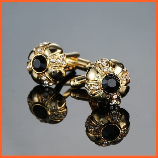 High Quality Crown Crystal Gold Silver Cufflinks For Shirt | Classic Designs Cufflink Set | Best Gift For Men | whatagift.com.au.