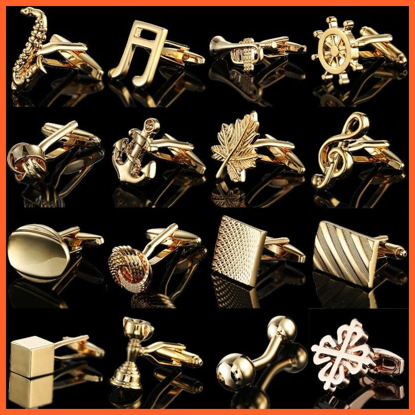 Quality Gold Color Cufflinks Chinese Knot  Maple Leaves Crown Rudder Music | French Shirt Cuffs Suit Accessories Wedding Jewelry | whatagift.com.au.