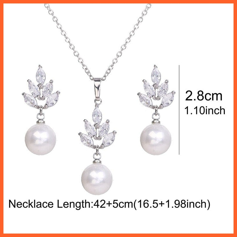 whatagift.com.au CZ Zirconia Simulated Pearl Earrings Pendant Necklace Sets For Women