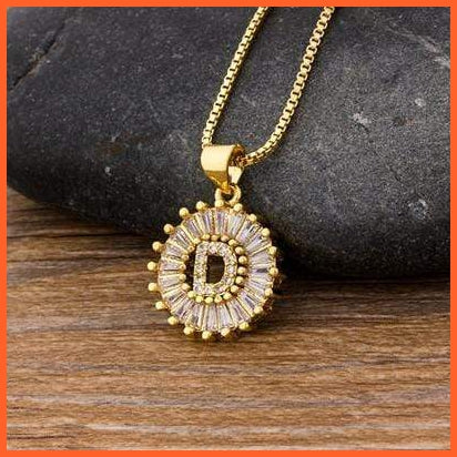 Girls Initial Letter Necklace | Nitial Letter Necklace 26 Letters Charm Gold Name Necklace Pendant Top Quality Copper Zircon Jewellery | whatagift.com.au.