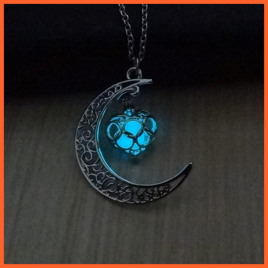 whatagift.com.au D Moon Glowing Necklace | Glow in the Dark Halloween Pendant