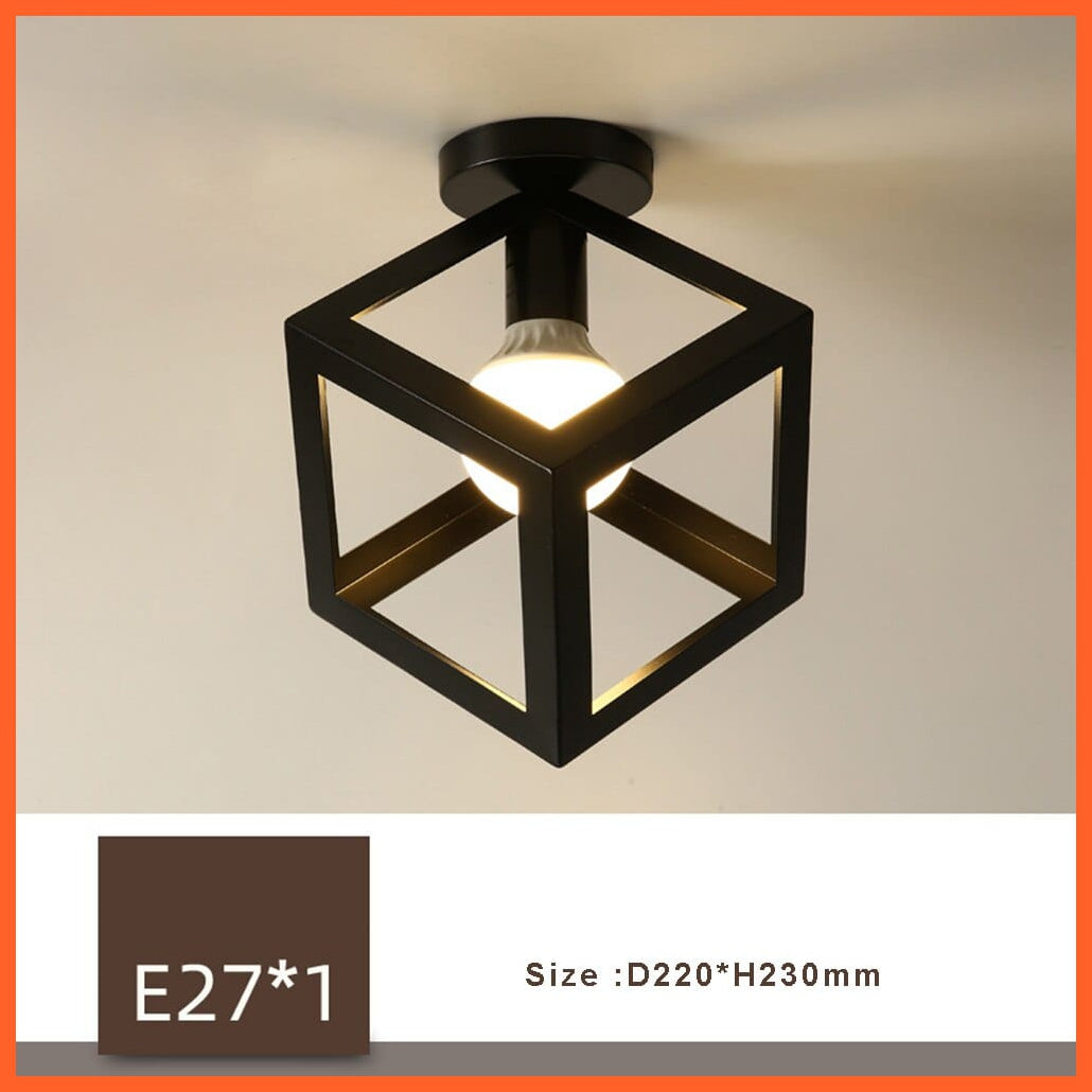 whatagift.com.au D No with Bulb / China Retro Loft E27 LED Ceiling Lamp | Indoor Cage Vintage Ceiling Lighting