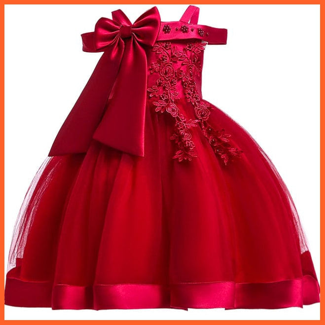 whatagift.com.au D1020WineRed / 3T Embroidery Silk Princess Dress for Baby Girl
