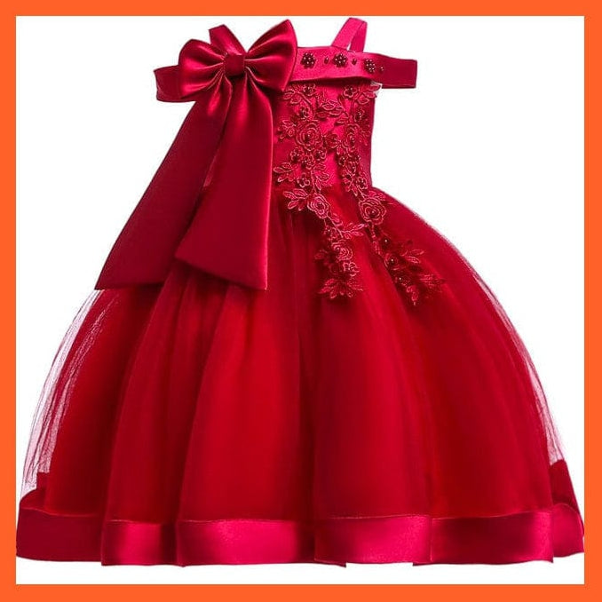 whatagift.com.au D1020WineRed / 3T Embroidery Silk Princess Dress For Baby Girl