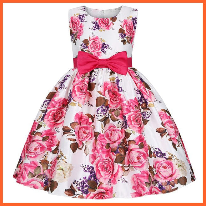 whatagift.com.au D3074-Rose / 2T Floral Print Dresses for Girls