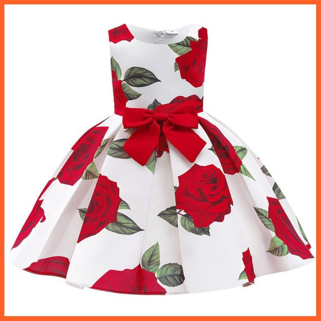 whatagift.com.au D3182-White / 2T Floral Print Dresses for Girls