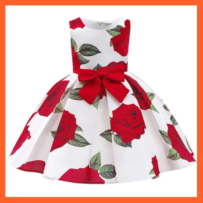 whatagift.com.au D3182-White / 2T Floral Print Dresses For Girls