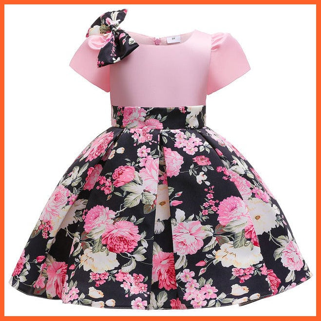 whatagift.com.au D3503-Pink / 2T Floral Print Dresses for Girls