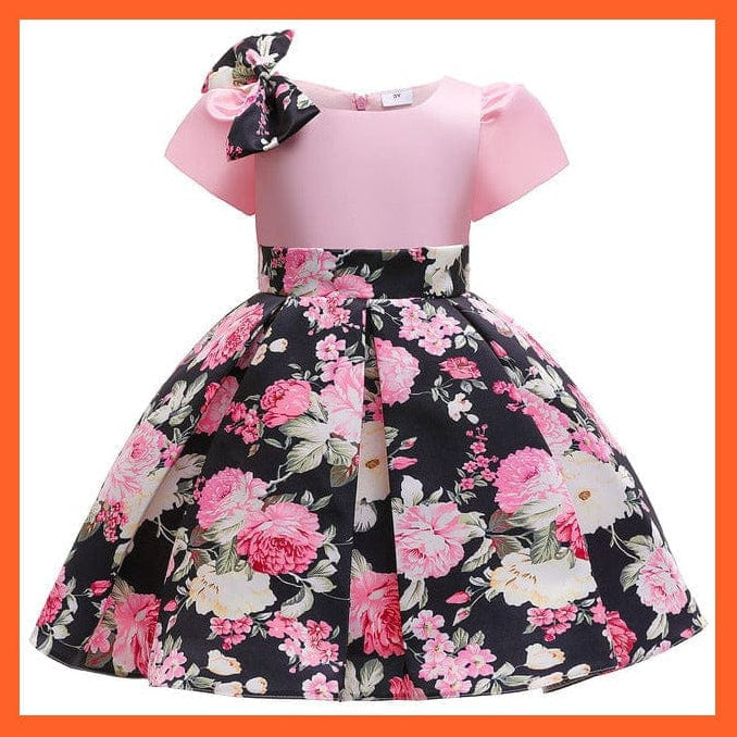 whatagift.com.au D3503-Pink / 2T Floral Print Dresses For Girls