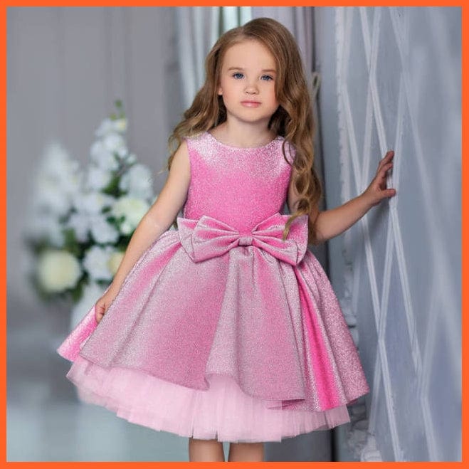 whatagift.com.au D3692-Pink / 2T Flower Print Elegant Causal Princess Party Dresses