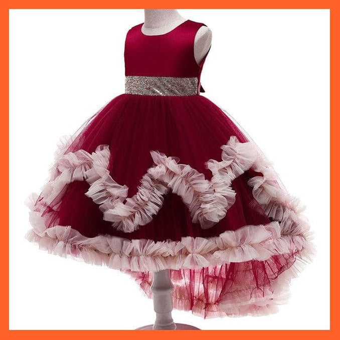 whatagift.com.au D3732-WineR / 2T Girl Formal Ball Gown Dress
