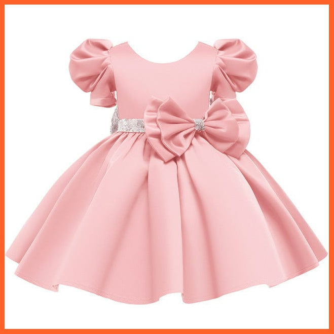 whatagift.com.au D3985Pink / 3T Embroidery Silk Princess Dress for Baby Girl