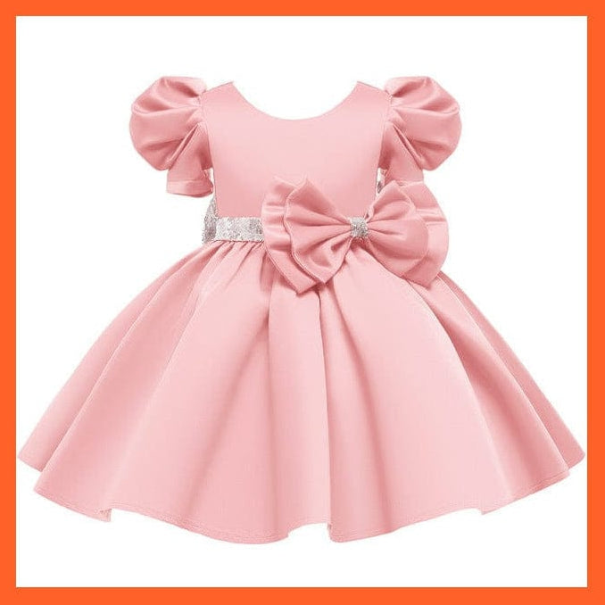 whatagift.com.au D3985Pink / 3T Embroidery Silk Princess Dress For Baby Girl
