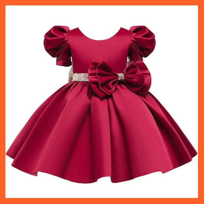 whatagift.com.au D3985WineR / 3T Embroidery Silk Princess Dress For Baby Girl