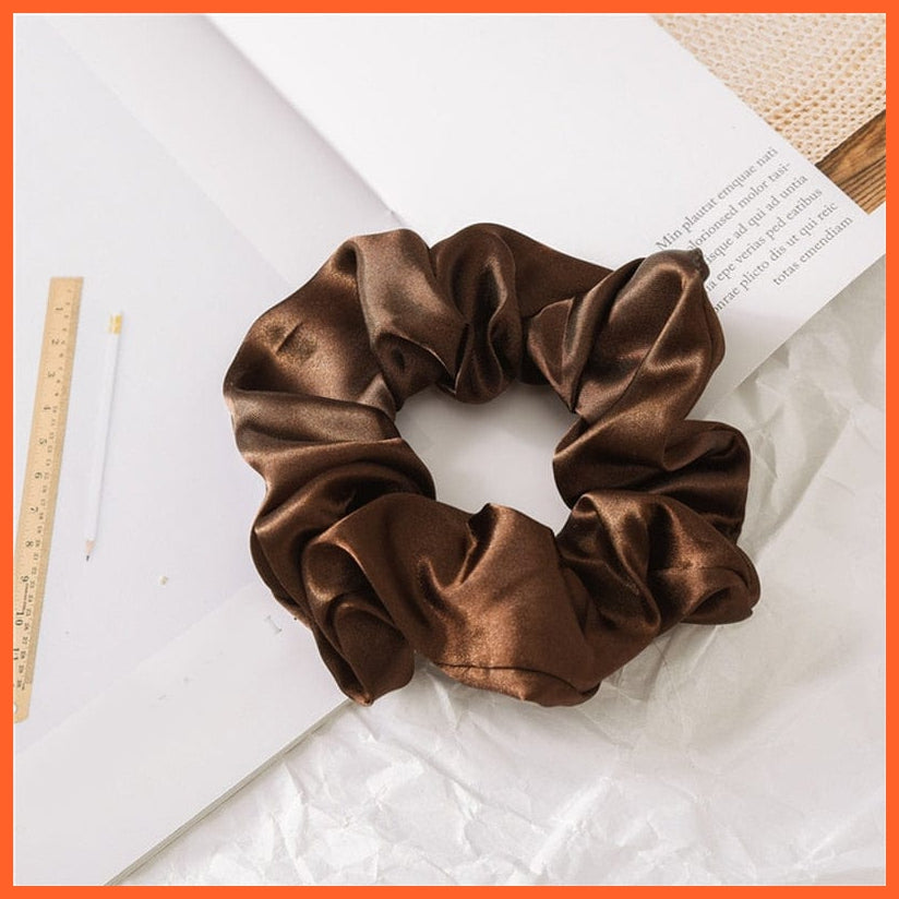 whatagift.com.au dark coffee Handmade Women Silk Elastic Scrunchies | Multicolor Hair Band