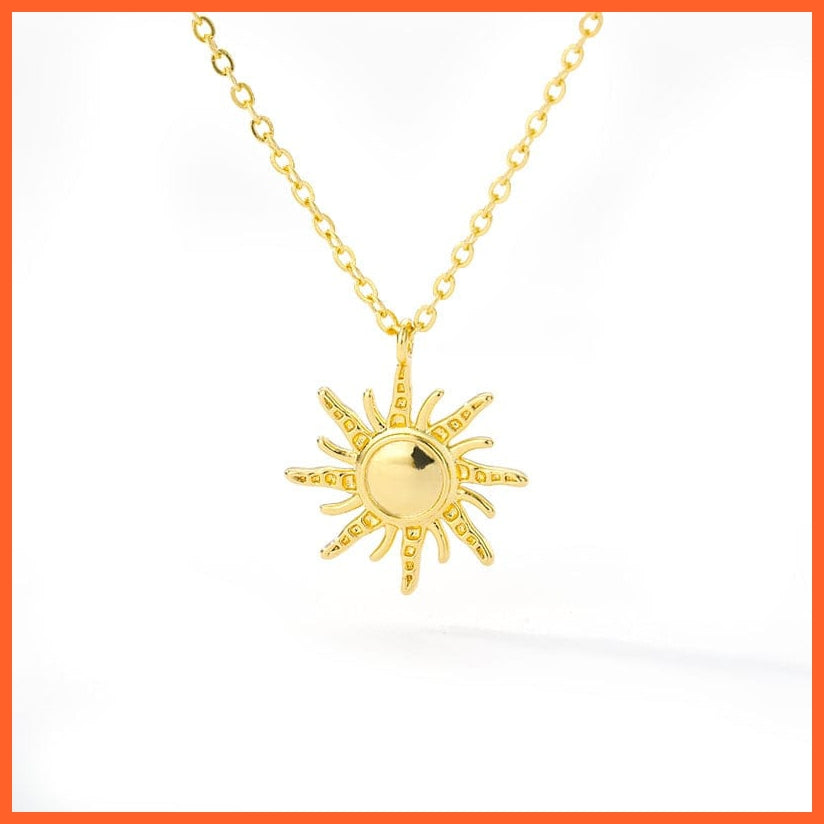 whatagift.com.au Dark gold / China / 45cm You Are My Sunshine Sunflower Open Pendant Necklaces For Women | Stainless Steel Long Chain Bohemia Necklace