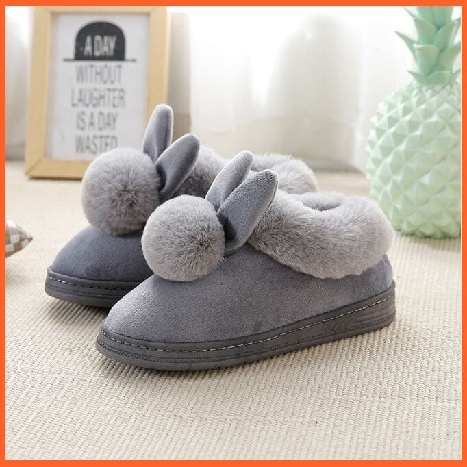 whatagift.com.au dark grey / 36-37 Women Cotton Soft Heart-Shaped Warm Plush Winter Fur Slippers