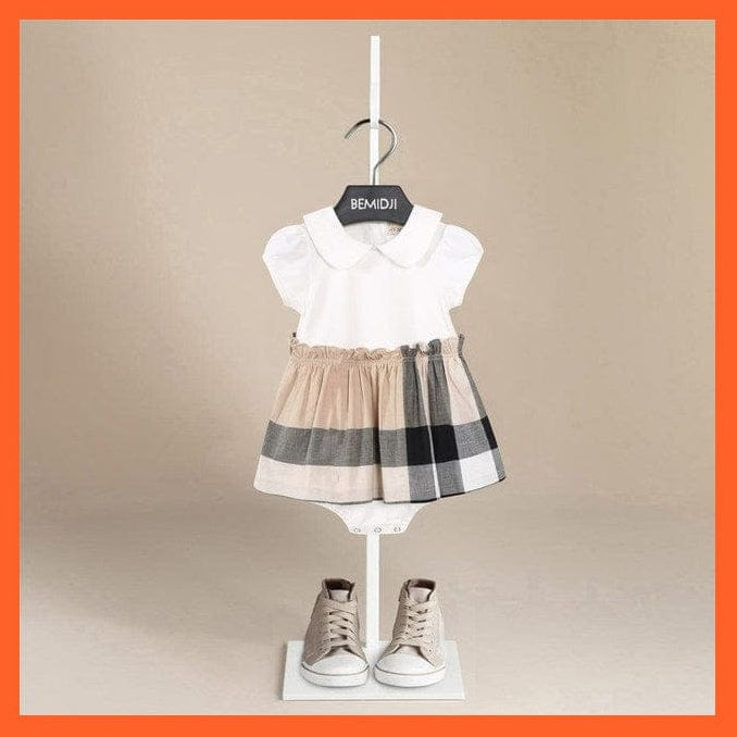 whatagift.com.au Dark Grey / 52cm  Newborn White Doll Lapel Short-Sleeved Cotton Dress For Children