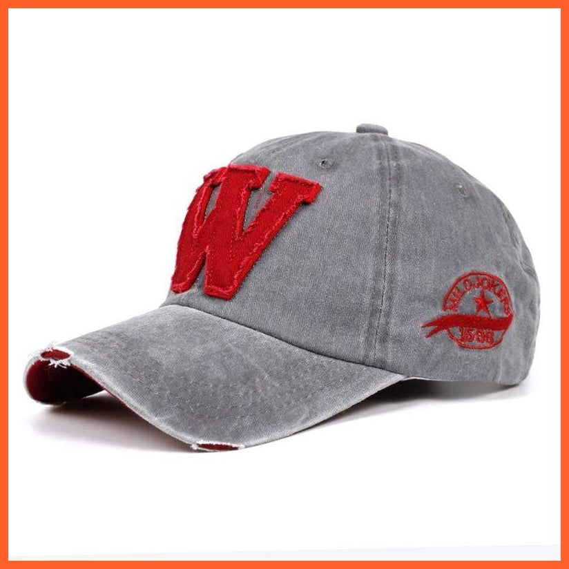 Jeans W - Casual Caps - 6 Varieties | New Cotton Letter W Baseball Cap Retro Outdoor Men Women Sports Caps | whatagift.com.au.