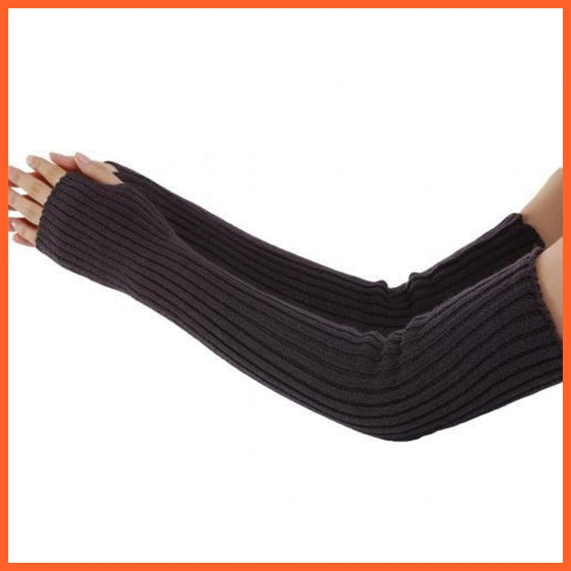 whatagift.com.au Dark Grey / length-52cm Women Warm Long Gothic Lolita Knitting Glove Stretch Fingerlings Mittens