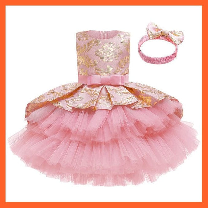 whatagift.com.au dark pink / 18M Lace Embroidery Formal Sleeveless Wedding Gown For Girls