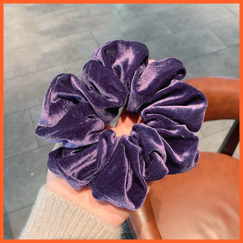 whatagift.com.au Dark purple Oversized Velvet Hair Scrunchies for Women | Hair tie Accessories