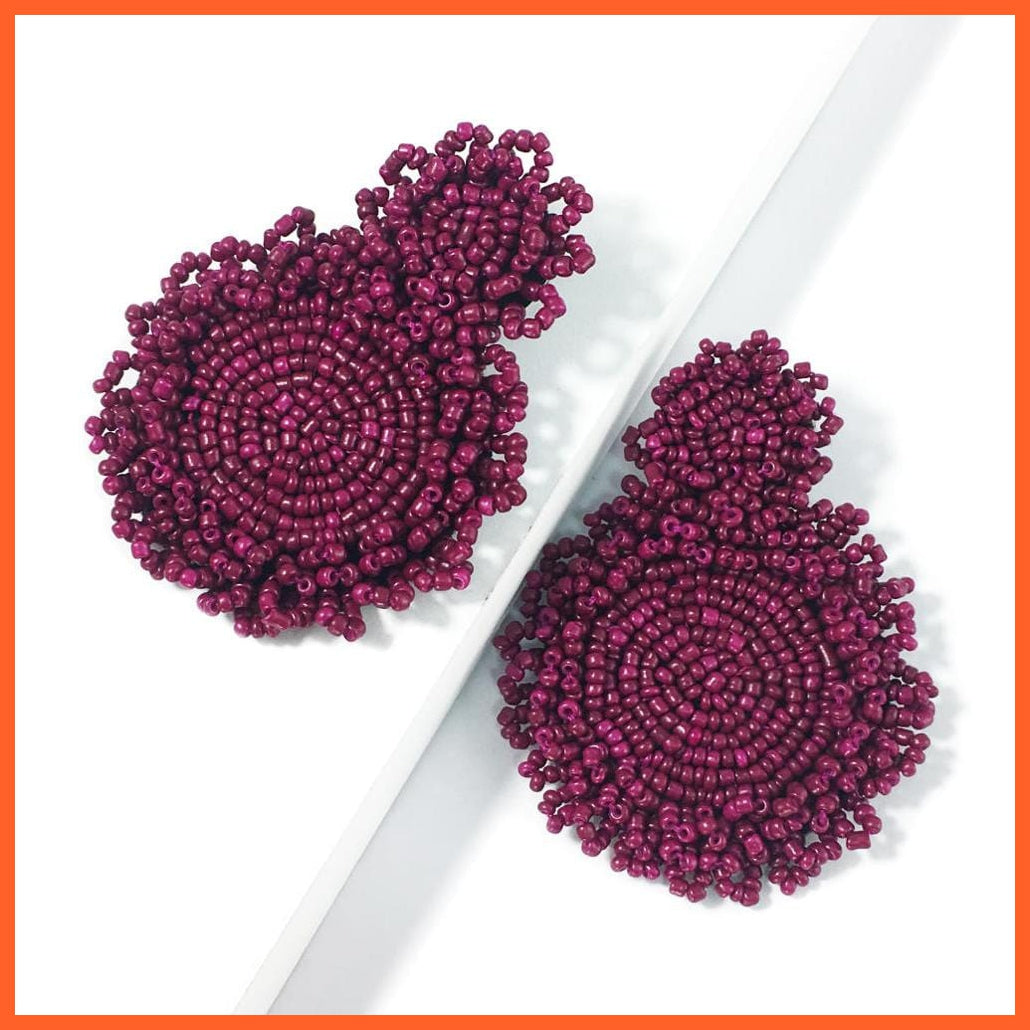 whatagift.com.au Dark Rose Pink Bohemian Handmade Beads Drop Earrings For Women