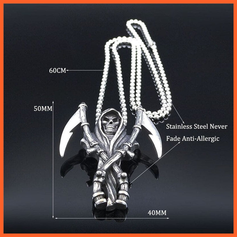 whatagift.uk Death Scythe Stainless Steel Pendant Necklace Chain