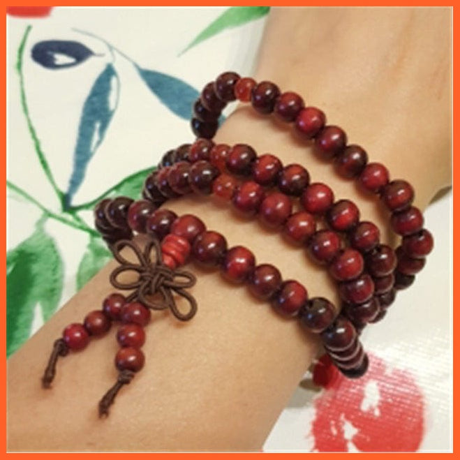 whatagift.com.au deep red Prayer Beads Bracelet 108 Tibetan Buddhist Rosary Charm Bracelet