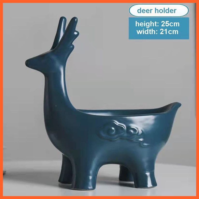 whatagift.uk Deer Holder Ceramic Decorations For Home Cabinet I Animal Figurines Home Decor