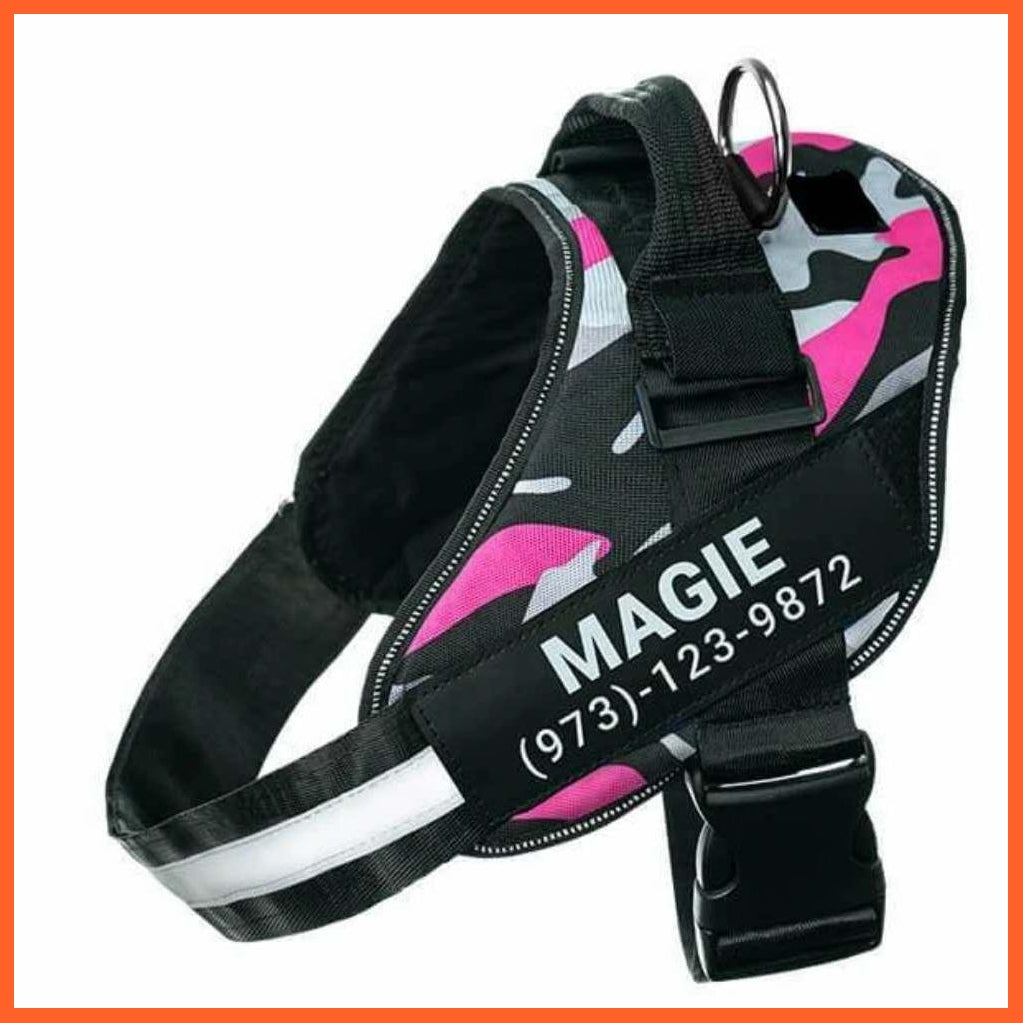 Personalised Custom Dog Harness | Dog Collar Name Safe Dog Harness | whatagift.com.au.