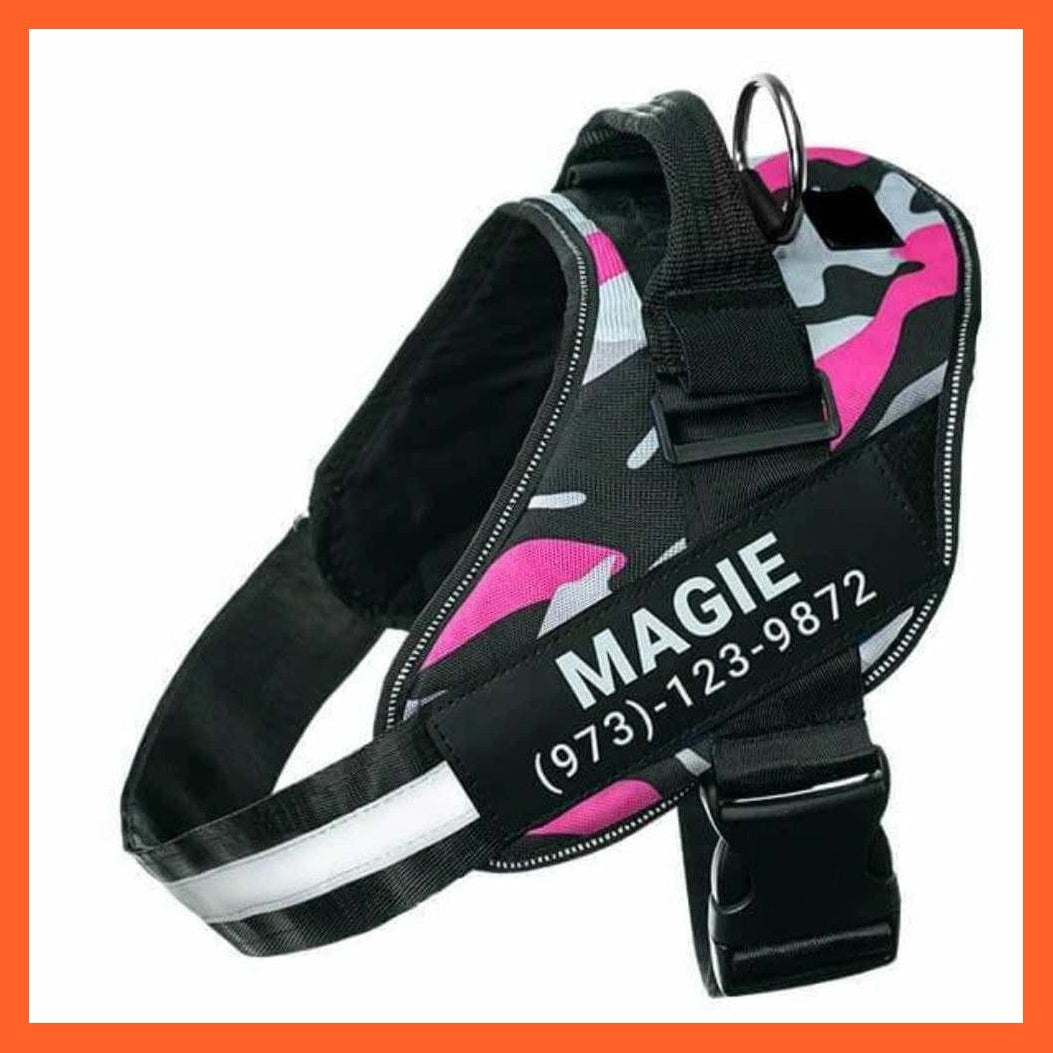 whatagift.com.au dog harness XXS / Caouflage Pink Personalised Custom Dog Harness | Dog Collar Name Safe Dog Harness