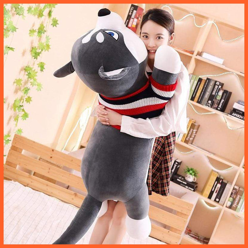80Cm/100Cm Funny Dressed Husky Stuffed Dog Toy | Cute Animal Stuffed Husky Dog Soft Pillow | For Kids Girls Birthday Gifts | whatagift.com.au.
