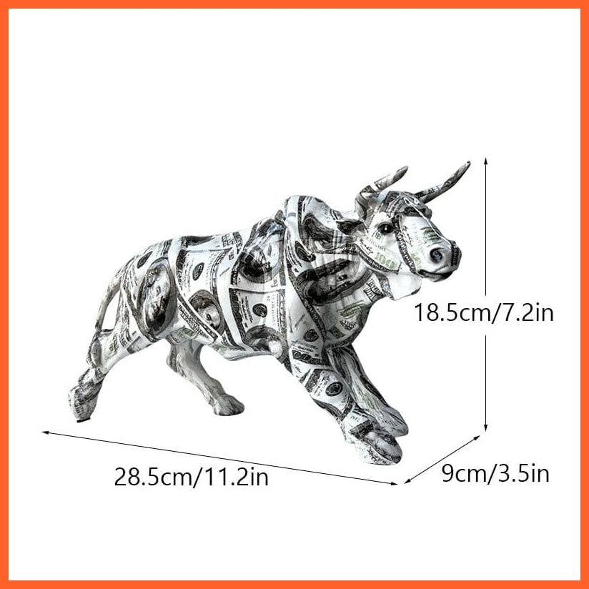 whatagift.com.au Dollar Graffiti Painting Bull Resin Lucky Figurines For Home Decore