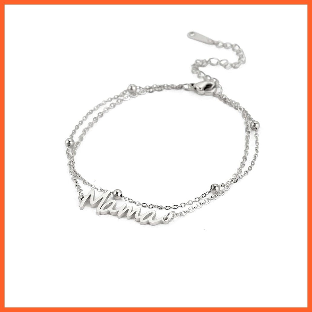 whatagift.com.au Double Chain Steel / 17-22cm Double Layer Stainless Steel Letter Mama Charm Bracelet For Women