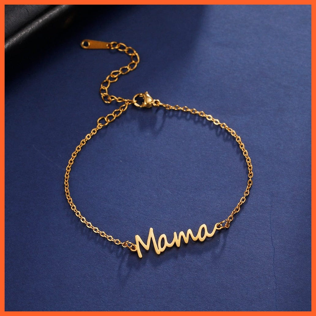 whatagift.com.au Double Layer Stainless Steel Letter Mama Charm Bracelet For Women