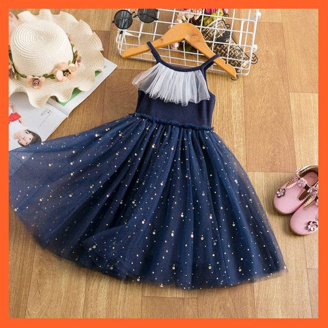 whatagift.com.au Dress 2 Dark blue / 3T Casual Wear Bling Star Sling Dress For Baby Girl