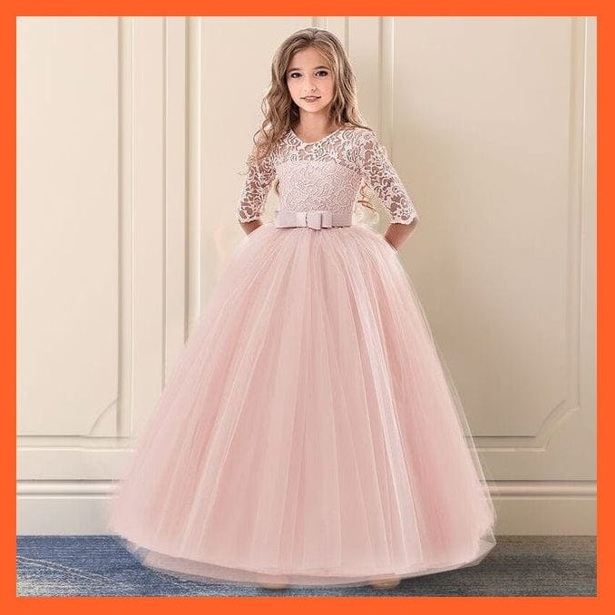 whatagift.com.au Dress 2 Pink / 10T Vintage Girls Flower Dress For Wedding Evening Princess Party