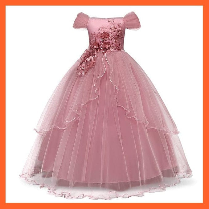 whatagift.com.au Dress 4 Pink / 6T Vintage Girls Flower Dress For Wedding Evening Princess Party