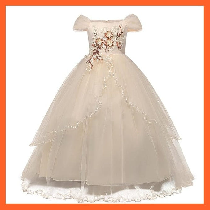 whatagift.com.au Dress 4 Yellow / 6T Vintage Girls Flower Dress For Wedding Evening Princess Party